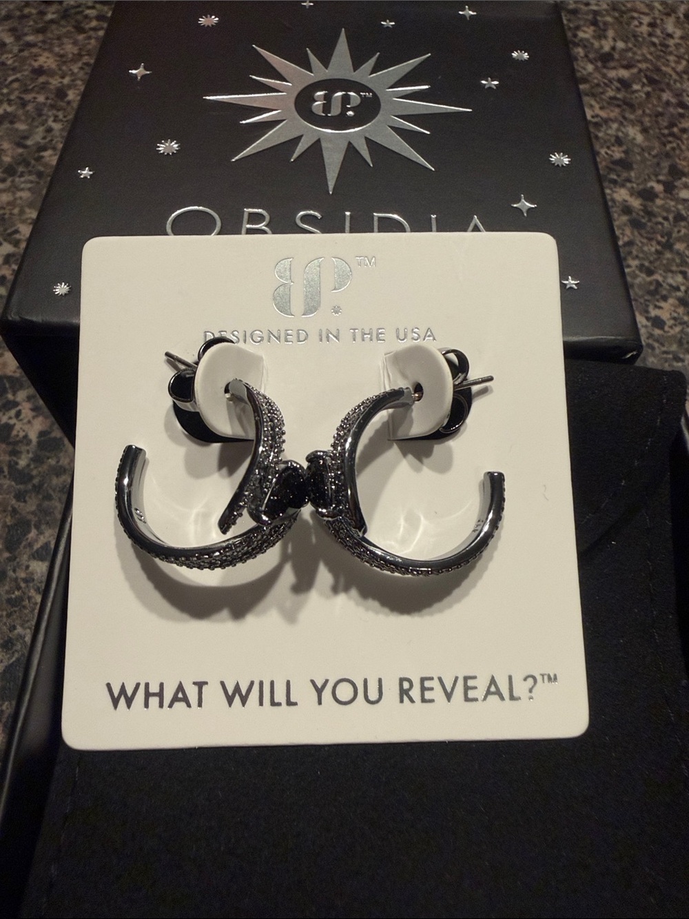 BP Obsidia l”cut through the dark” Earrings by Bomb party